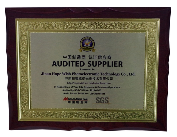 China Jinan Hope-Wish Photoelectronic Technology Co., Ltd. Certificaciones